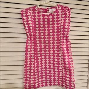 Hanna Andersson Pink and White Printed Shift-Like Dress 5T